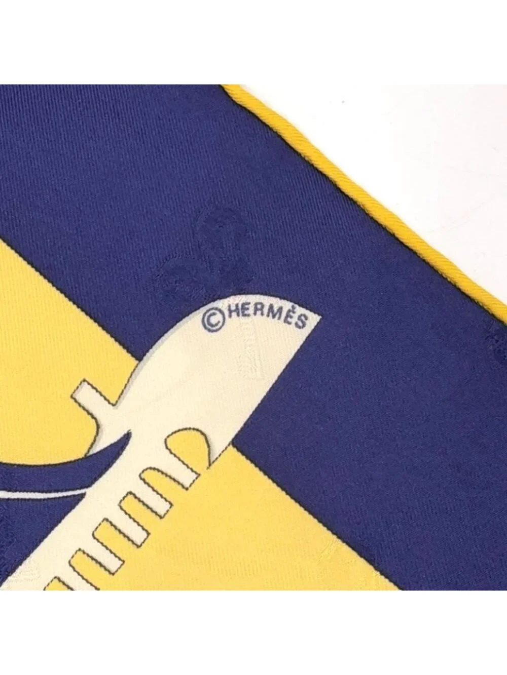 Hermes Carre 90 le Carnaval de Venise Silk Yellow Navy Red Scarf